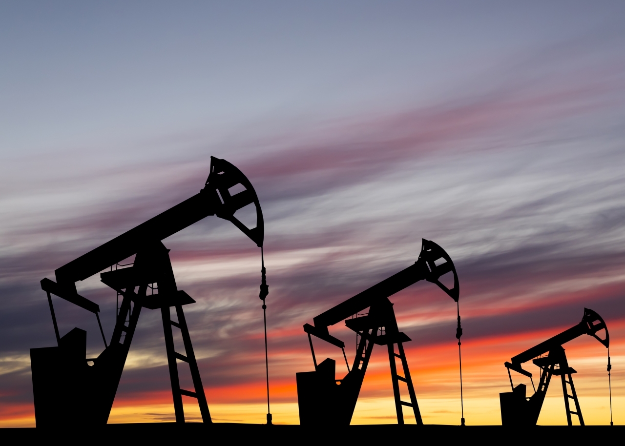 Oil Rigs with Sunset
